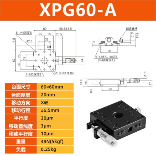 Plataforma de desplazamiento del eje X XPG60-A con ajuste fino manual 2