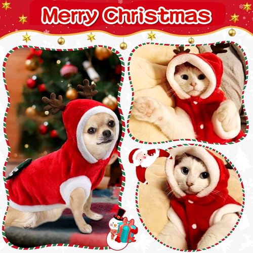 Haustier Weihnachtskostüm, Hundekostüme Weihnachten Elchkostüm, Katze Hund Weihnachtskostüm, Rentier Hundekostüm Pet Hoodies warme Hundemantel für Winter Frühling Weihnachten (L)