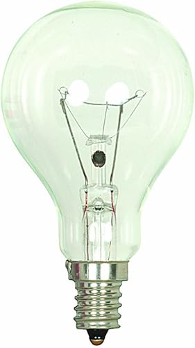 Satco S4164 - Bombilla A15 de base intermedia de 130 V, 40 W, transparente