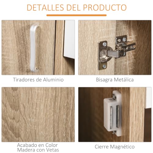 Miniatura 6 de Homcom Mueble Zapatero De 3 Puertas Para 18-27 Pares De Zapatos Zapatero Moderno Con Cajón Y Puerta Para Salón Entrada Dormitorio 84x30x132 Cm Natural