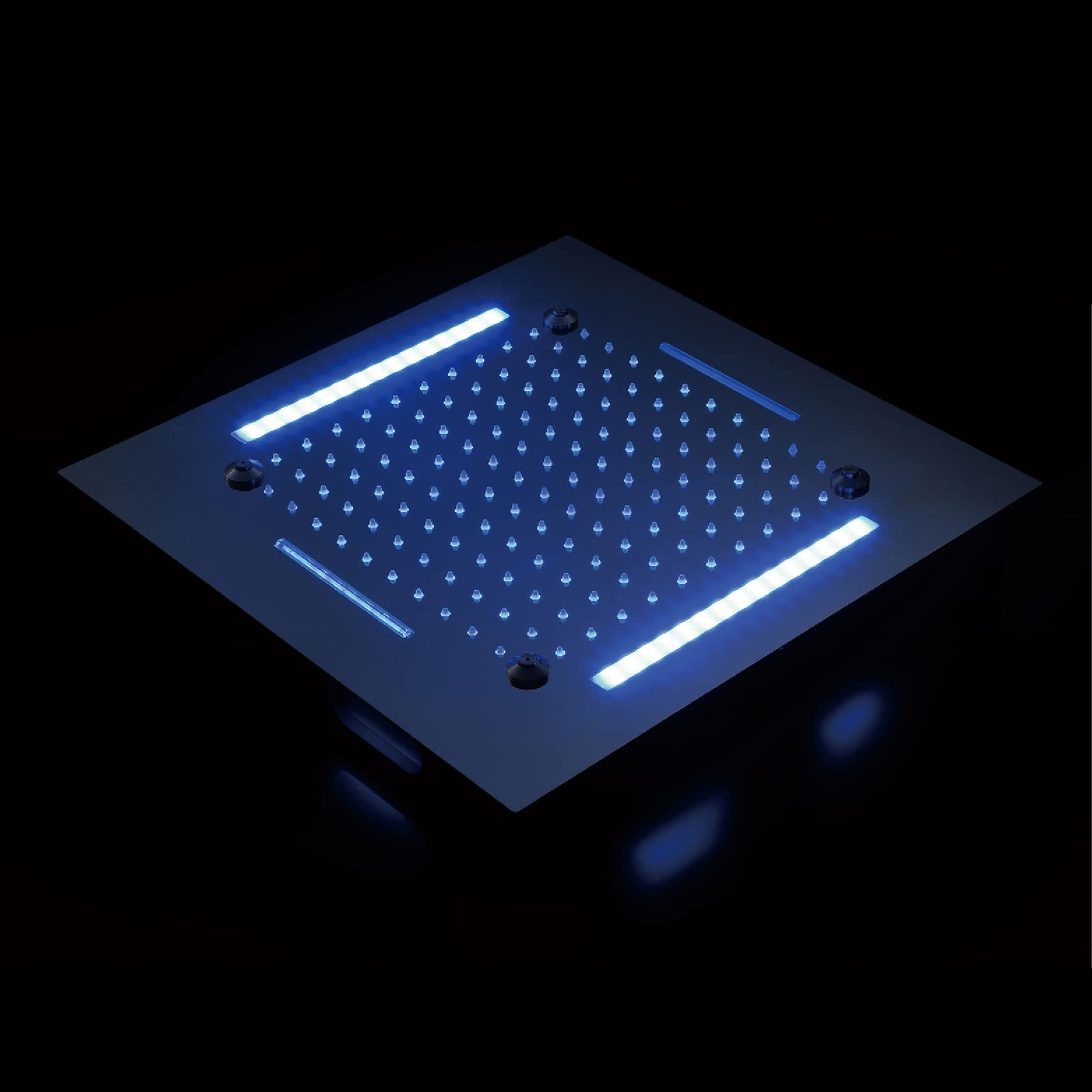 Cabezal de Ducha Cuadrado LED, 500mm 3 Funciones Alcachofa de Ducha Acero Inoxidable Empotrable Rociador Ducha 64 Colores Cabezal de Ducha Lluvia, Alcachofas Fijas para Ducha,Negro