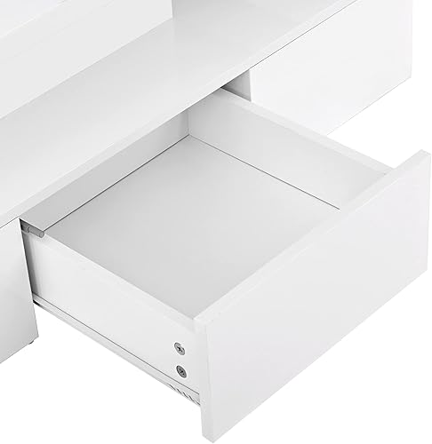 Miniatura 7 de LUMISOL Mesa de centro blanca con luces LED para sala de estar Navidad moderna mesa central rectangular brillante 16 colores con control remoto