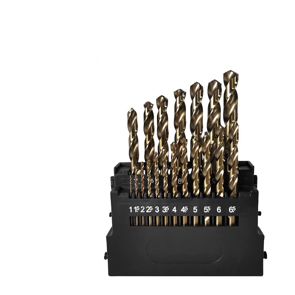 Juego de Brocas Helicoidales de Cobalto Hss M42 con 8% de Cobalto para Taladrar Acero Inoxidable, Madera Y Metal, Kit de Herramientas de 3 Filos (Color: 19 Piezas), Herramientas de Ferretería