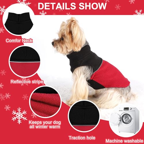 Image of Dog Clothes for Small Dogs Fleece Vest Dog Sweater Boy Girl, Warm Pullover Fleece Doggie Jacket, Winter Pet Ourfit Chihuahua Sweater - Yorkie Clothes (Black + Red, Medium)