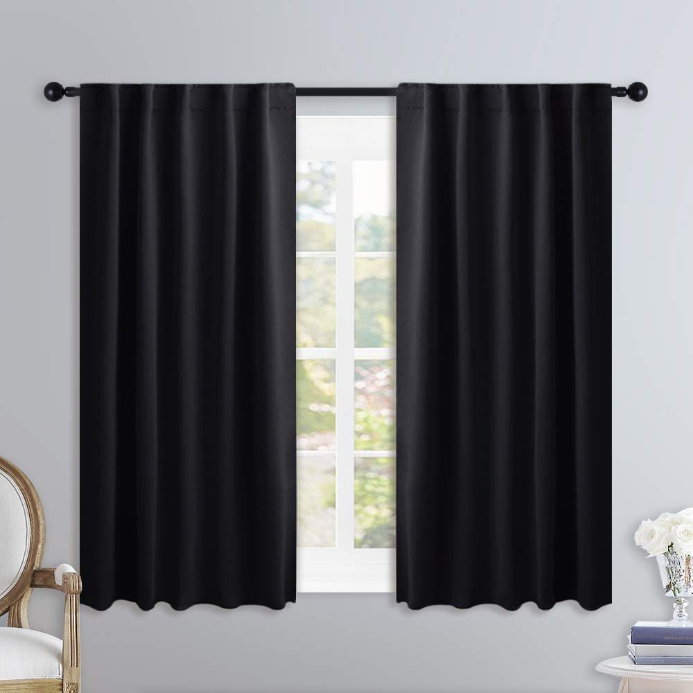 NICETOWN Blackout Curtain Blinds Window Panels - (Black Color) W42 x L30, Double Panels, Thermal Insulated Blackout Draperies for Living Room