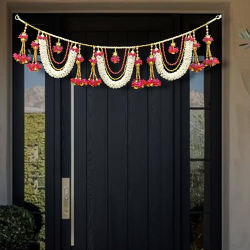 Image of iHandikart Floral Door Toran for Main Door | 40 Inch, Door Hanging toran for Entrance and Home Decor, Perfect Decorative Door bandarwal & Artificial Flower toran for Diwali & Festive Home Decor