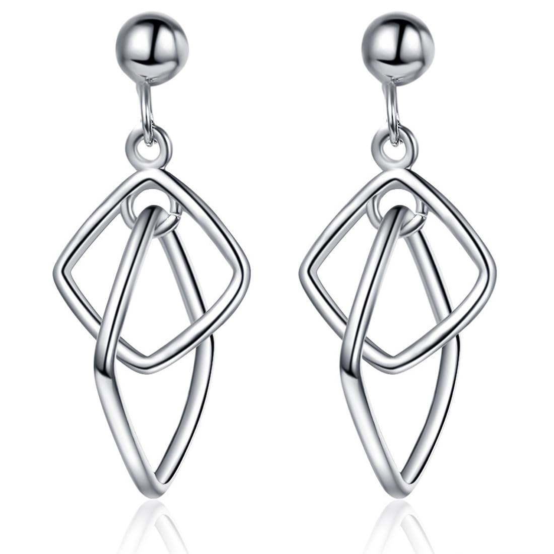 MenYiYDS1 Par de pendientes de mujer con marco cuadrado de diamante irregular, pendientes geométricos huecos de acero inoxidable, joyería de mujer, plata
