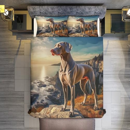 Housse de couette chien 3 pièces coton polyester parure lit king