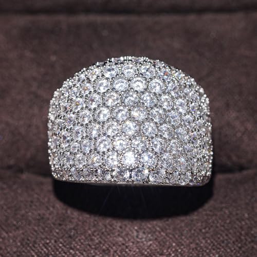 Bright Cubic Zirconia Wide Rings for Women Sparkling Attractive Wedding Bridal Jewelry