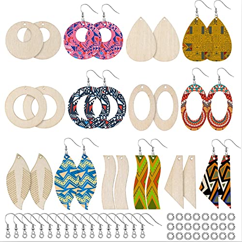 Leyeet Lot de 70 boucles d'oreilles en bois naturel pour la fabrication de bijoux Cover