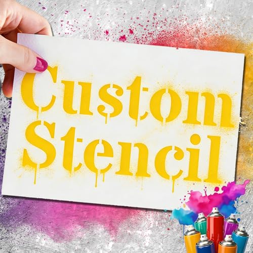 Custom Stencils for Spray Painting Custom Stencil Maker-Personalized Text & Logo Painting Template for Walls Wood Graffiti Art and DIY Projects (Custom Stencils)