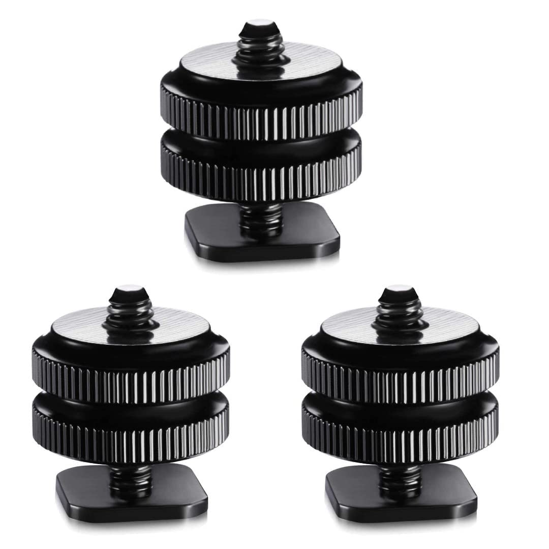 Camera Shoe Po 1/4" Flash Hot Shoe Screw Adapter Tripod Mount Phone Clip Holder for DSLR Camera (Pack of 3)