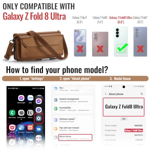 Strapurs for Samsung Galaxy Z Fold 8 Ultra - Zipper Wallet Case, Brown by Strapurs - Used condition - Image 5