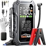 YaberAuto 10-in-1 Jump Starter with Air Compressor 6000A 150PSI Car Battery Jump Starter (All Gas/10L Diesel) 12V Jump Box Car Battery Jumper Starter Portable Jumper Cables, 150W DC, Gloves, Lights