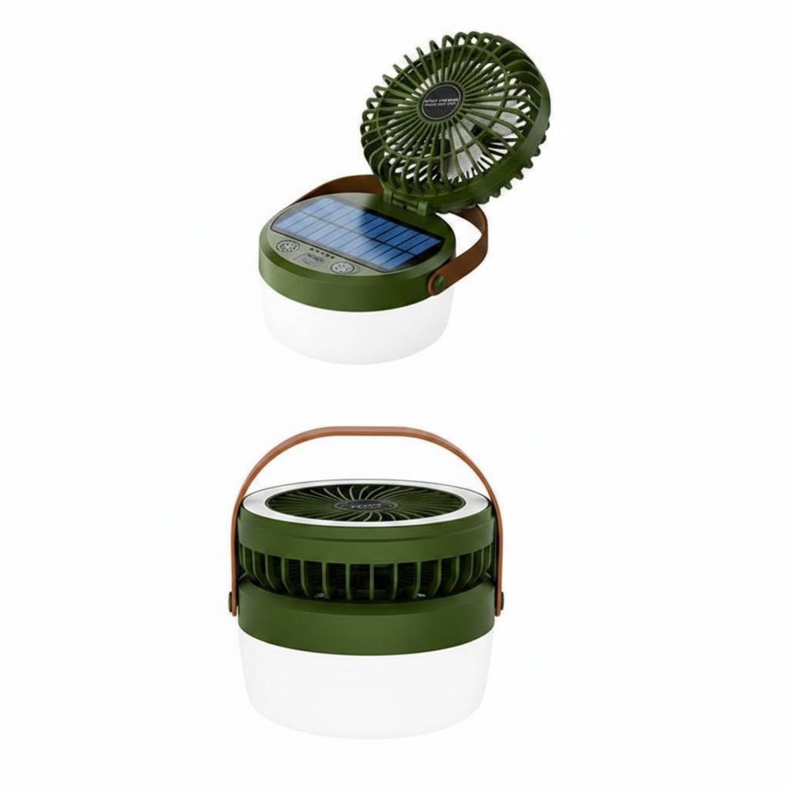 Power Bank Function Solar Camping Fan Light Foldable Design Rechargeable Lantern with Fan Hanging Handle 3-in-1 Camp Light for Campers, Hikers, Emergency, Army Green|Other Camping Lighting-image-32