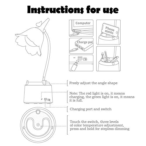Lampe de bureau à DEL rechargeable USB pour éviter la fatigue oculaire - 7