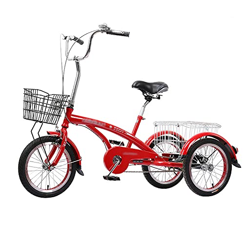 Bicycle, Adult Tricycle, Three Wheel Bike, 16 Inch Tricycle for Adults Single Speed Trikes 3 Wheel Bikes with Large Basket for Recreation Shopping Picnics Exercise Men's Women's Cruiser Bike