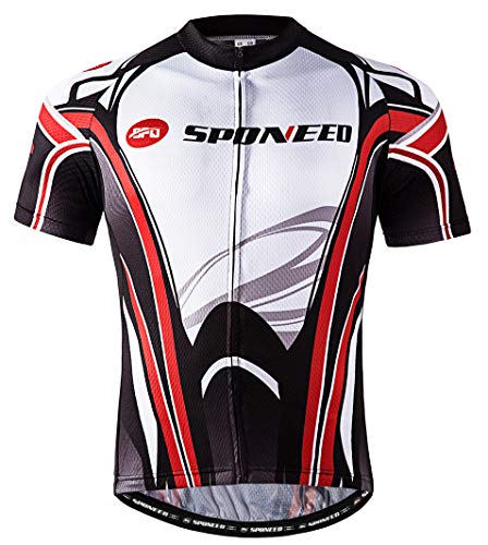 Bike Jersey For Men Cycling Shirt Race Fit Cycle Gear Bicycle Tops Full Zip Moisture Wicking Biking Us L White-Red #TOP2
