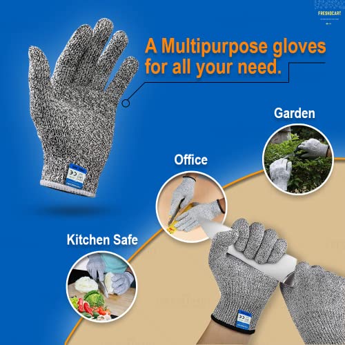 Karomouj Karo-988S Anti Cut Resistant Level 5 Protection With Elastic Hand Fitting Safety Gloves (Free Size, Grey, 1 Pair), Pack Of 1 - Rubber (Image - 5)