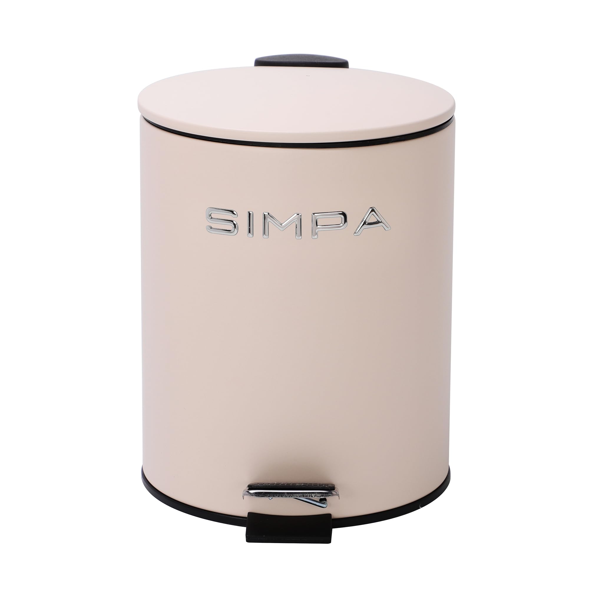 simpa 5L 5 Litre Matt Cream Slim Soft-Closing Pedal Dustbin.
