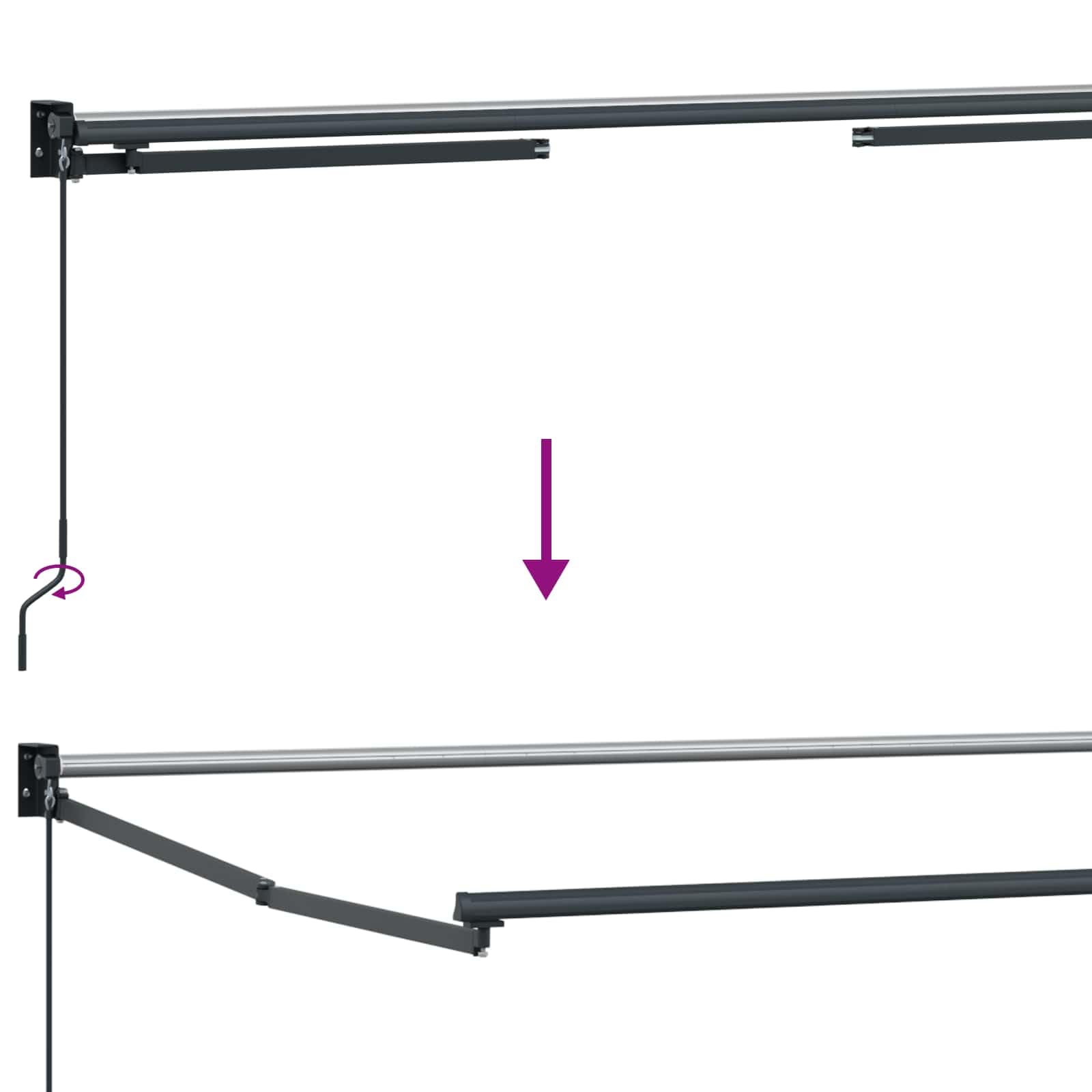 Telaio per tenda da sole elettrico, 3 x 2 m, in alluminio, con luci a LED a energia solare, manovella manuale, resistente alle intemperie, ideale per terrazza, balcone, giardino, protezione