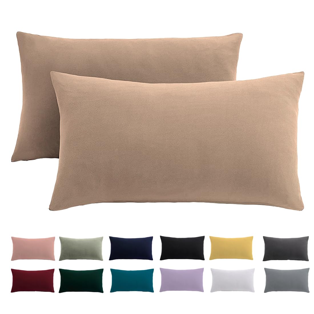 Kissenbezug 40x70 2er Set - Kopfkissenbezug 40 x 70 cm Beige Für Kissen 100% Mikrofaser Kissenhülle Bügelfrei & Knitterfrei mit Reißverschluss