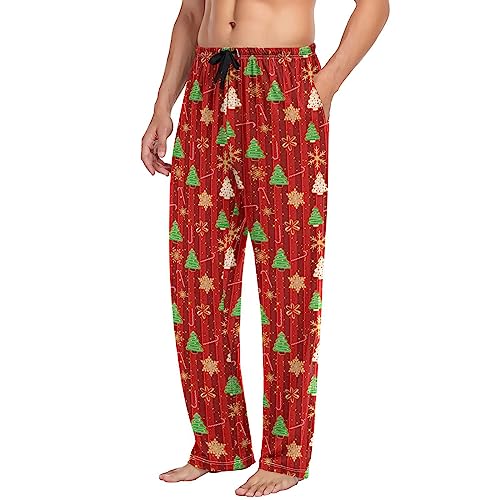 Christmas Gingerbread Xmas Tree Mens Pajama Pants Lounge Pajama Bottoms Men's Soft Sleep Pants With Pockets L3