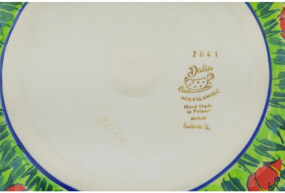 Polmedia Polish Pottery Egg Plate UNIKAT - Poppy Fever Pattern Handmade in Boleslawiec Poland by Ceramika Dalia + Certificate of Authenticity