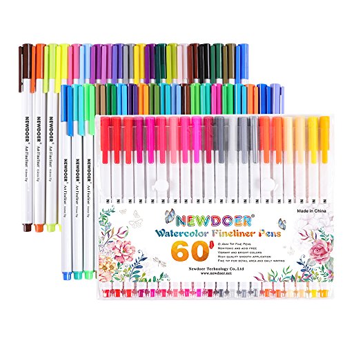 Paquete de 60 rotuladores Newdoer de punta fina de fieltro, fibra de 0,4 mm, perfectos para adultos, para colorear, para cartulina y tomar notas 