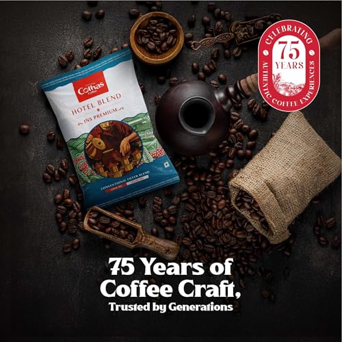 Image of Cothas Coffee - Hotel Blend INS Premium South Indian Filter Coffee Powder | Blend of 70% Coffee & 30% Chicory |Traditional Strong Coffee | Handpicked Cherries | Rich Aroma & Bold Taste | 200 g Pack