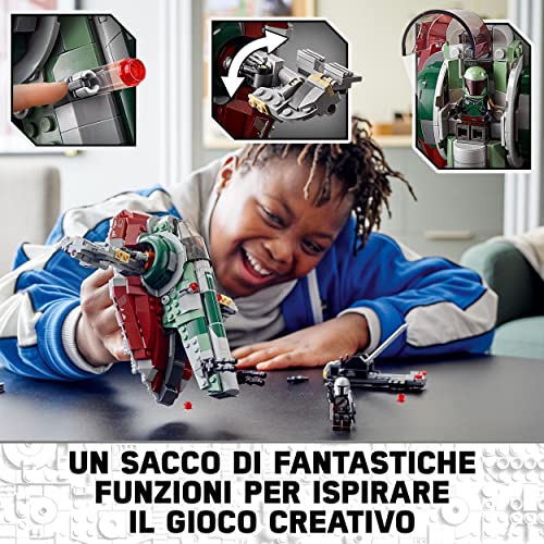 Star Wars Astronave di Boba Fett, Navetta Giocattolo da Costruire con 2 Minifigure dei Personaggi di The Mandalorian, Giochi per Bambini e Bambine da 9 Anni in su, Idee Regalo 75312 - Gadget - Immagine 2
