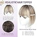 Hair Toppers for Women Real Human Hair Toppers with Bangs 4.5 * 3 Inch Upgrade Swiss Lace Base Human Toppers for Women with Thinning for Cover Gray Hair Roots（Ombre Light Brown with Blond Highlight）