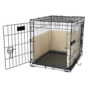   Pet-Dreams-Small-24-Inch-Khaki-Tan-Dog-Crate-Bumper-Non-Toxic-Dog-Bed-Set-Brushed-Twill-Machine-Washable-Eco-Friendly-Dog-Crate-Accessories-fits-Single-Door-and-Double-Door-Wire-Dog-Crate