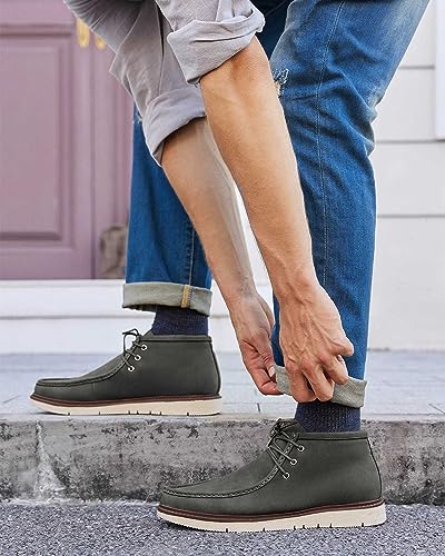 Coutgo Mens Dress Chukka Boots Suede Lace Up Round Toe Ankle Boots Comfort Lightweight Mid-Top Booties Dark Grey thumb #4