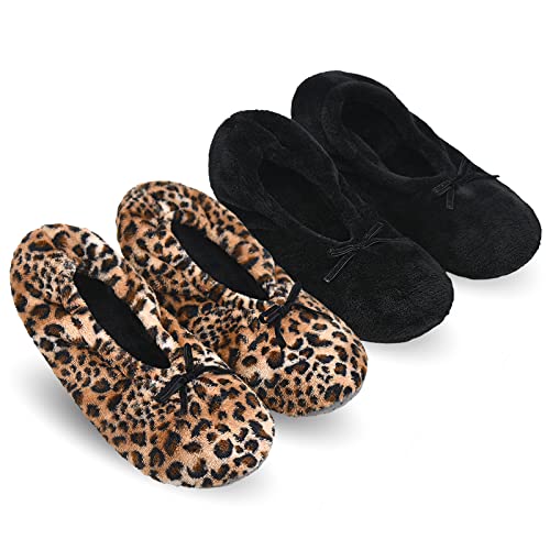 Keyela Women's Memory Foam House Fluffy Ballerina Slippers Ballet Shoes Fuzzy Cute Faux Fur Closed Toe Slip On Indoor Slippers