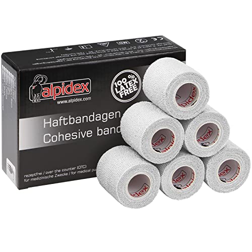 ALPIDEX 6 Rollos Venda Autoadhesiva Elástica 5 cm x 4,5 m Cohesiva