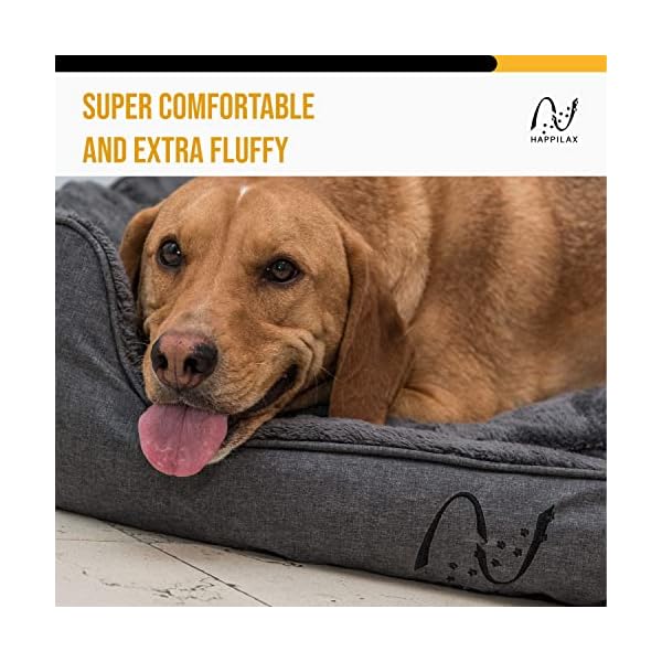 Happilax-Dog-Bed-Washable-Plush-Pillow-Dog-Bed-with-Removable-Cover-Raised-Edges-Small-to-Large-Dogs-Rectangular-Bolster-Pet-Bed-Grey Dog Bed with Washable Plush Pillow
