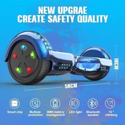 GeekMe Hoverboards für Kinder, 16,5 cm, Hoverboards mit Bluetooth-Lautsprecher, schöne LED-Lichter, Geschenk für Kinder und Jugendliche