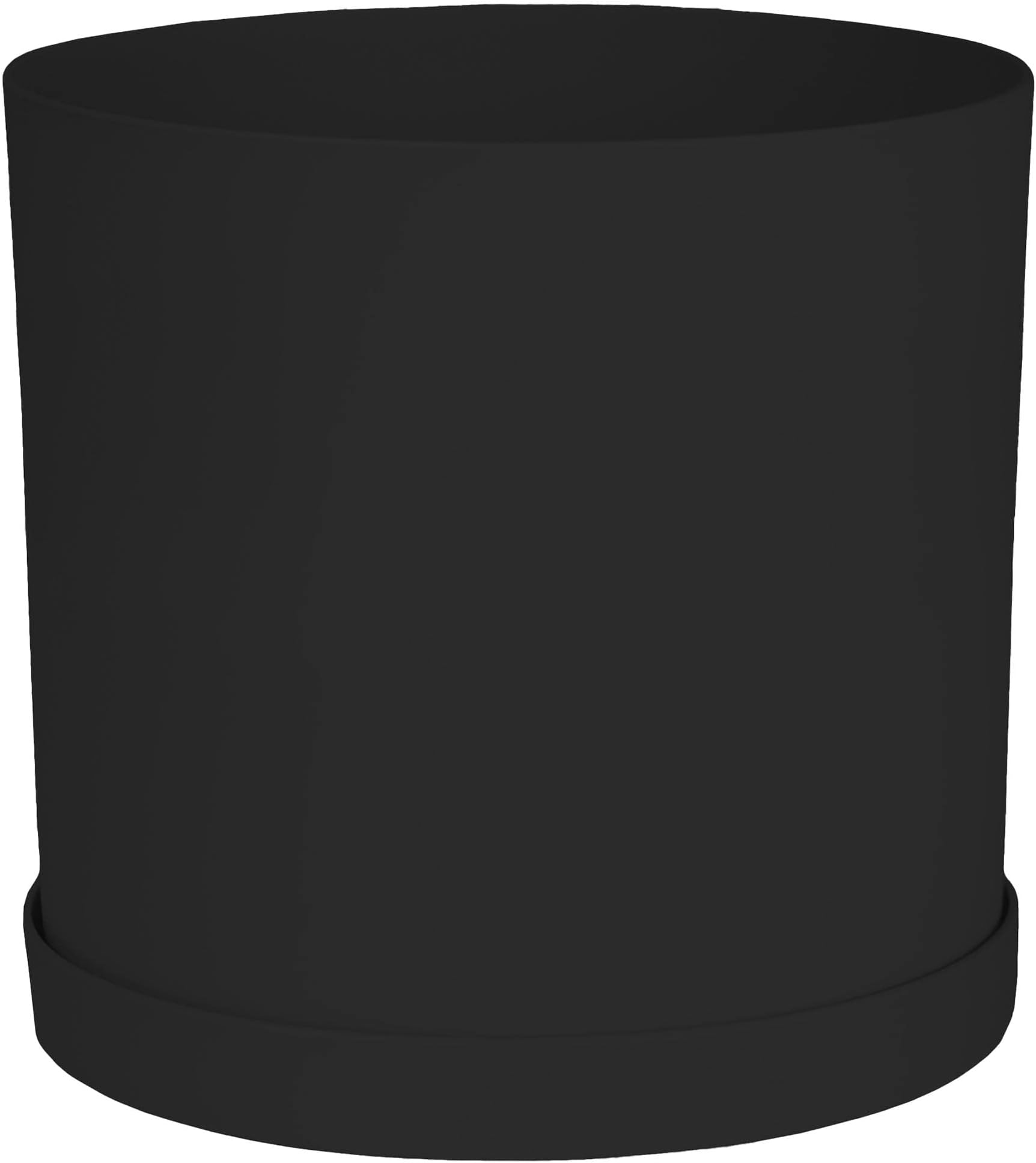 Bloem Mathers Round Planter with Saucer Tray: 10" - Black - Modern Design, Durable Plastic Pot, Removable Saucer, for Indoor & Outdoor Use, Gardening, 2.6 Gallon Capacity
