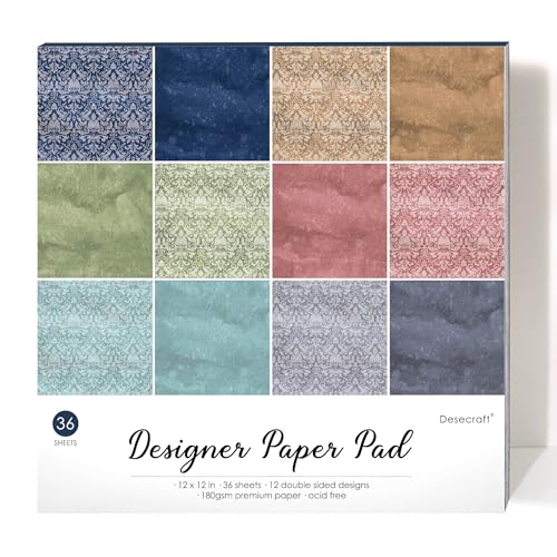 Desecraft Baroque Ornment 12x12 Scrapbook Paper Double Sided Cardstock 12x12 Paper for Scrapbooking, Card Making, Crafts, DIY Albums & Home Decor