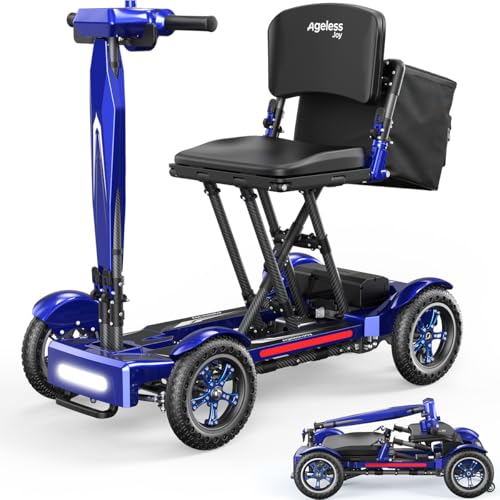Image of Mobility Scooter Adults & Seniors, Blue, 12AH Li-ion Battery | 15 Miles Range, Airline Approved, Carbon Fiber Lightweight, All-Terrain, 330lb Capacity