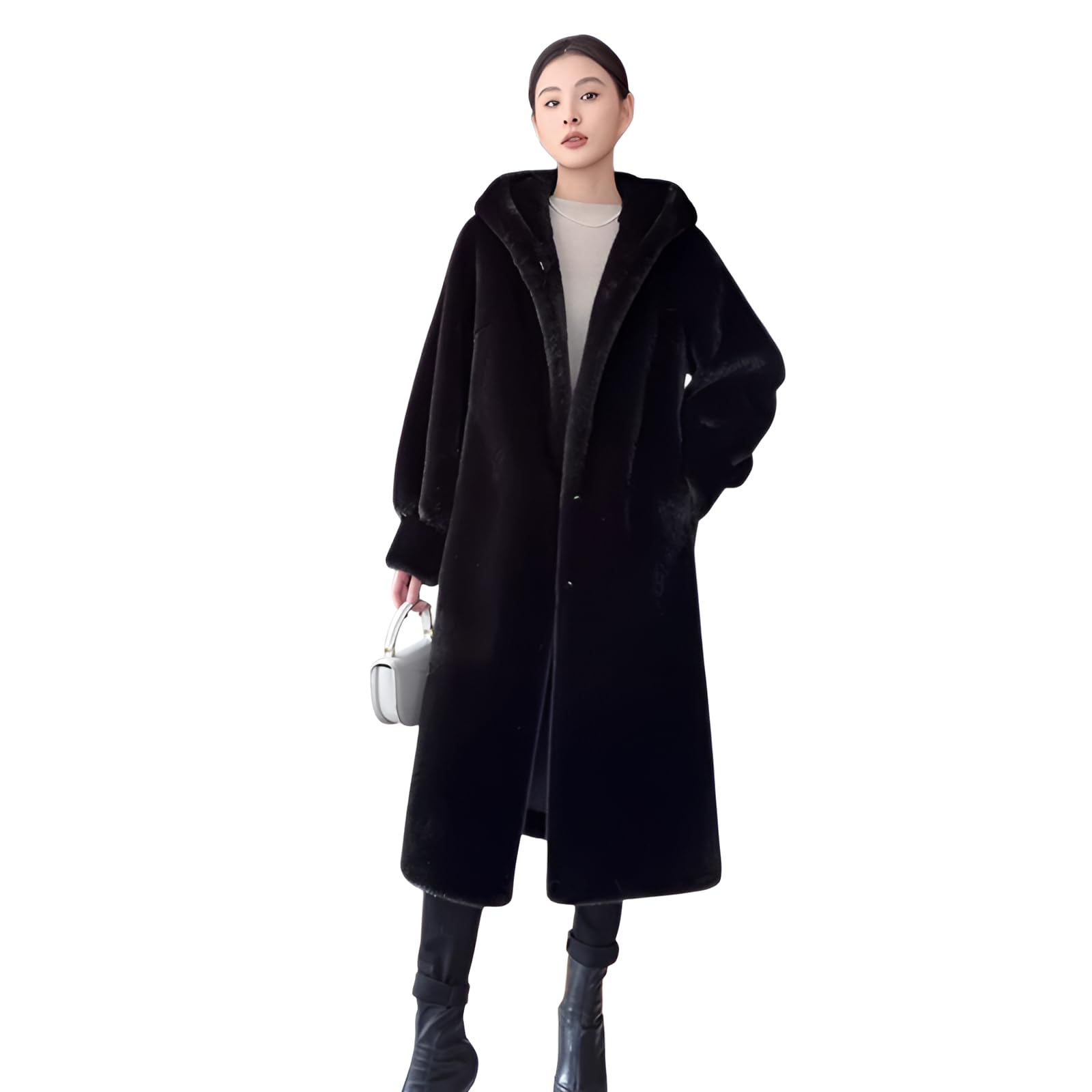 [Arklove] ロングコート 防寒 ミンクド オーバーサイズ ファーコート 加厚仕様 大人女性向け 韓国風デザイン 冬のおしゃれ 対応 外出用アウター