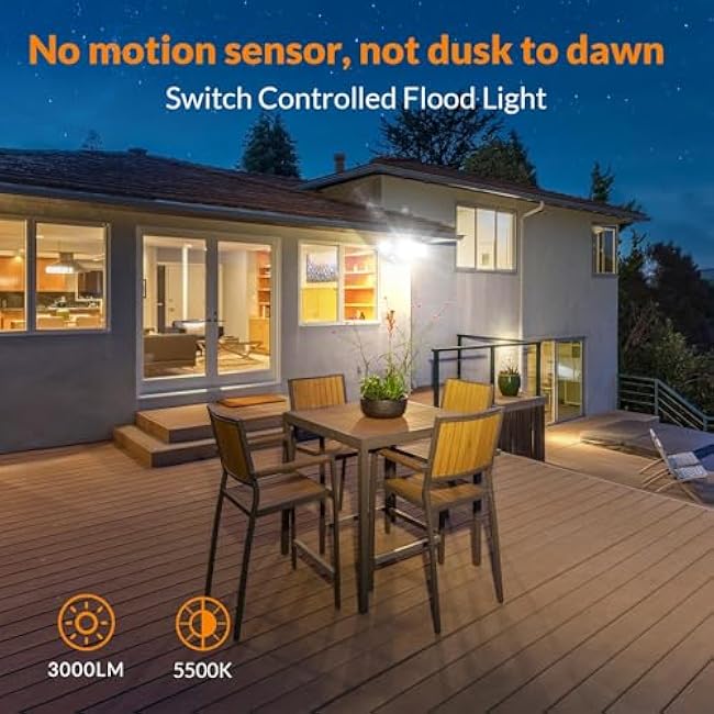 LEPOWER 2 Pack 28W LED Flood Light Outdoor, 3000LM LED Security Light with 2 Adjustable Heads, Switch Controlled Exterior Outdoor Security Light, 5500K, IP65 Waterproof for Garage, Yard, Patio