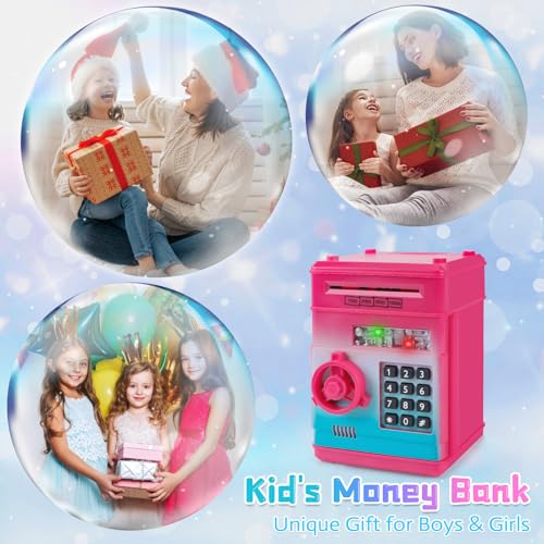 Image of Refasy Piggy Bank Cash Coin Can ATM Bank Electronic Coin Money Bank for Kids Age 3-12, Money Savings Box Mini ATM Coin Bank Toys Gifts for 3 4 5 6 7 8 9 10 11 12 Year Old Boys Girls