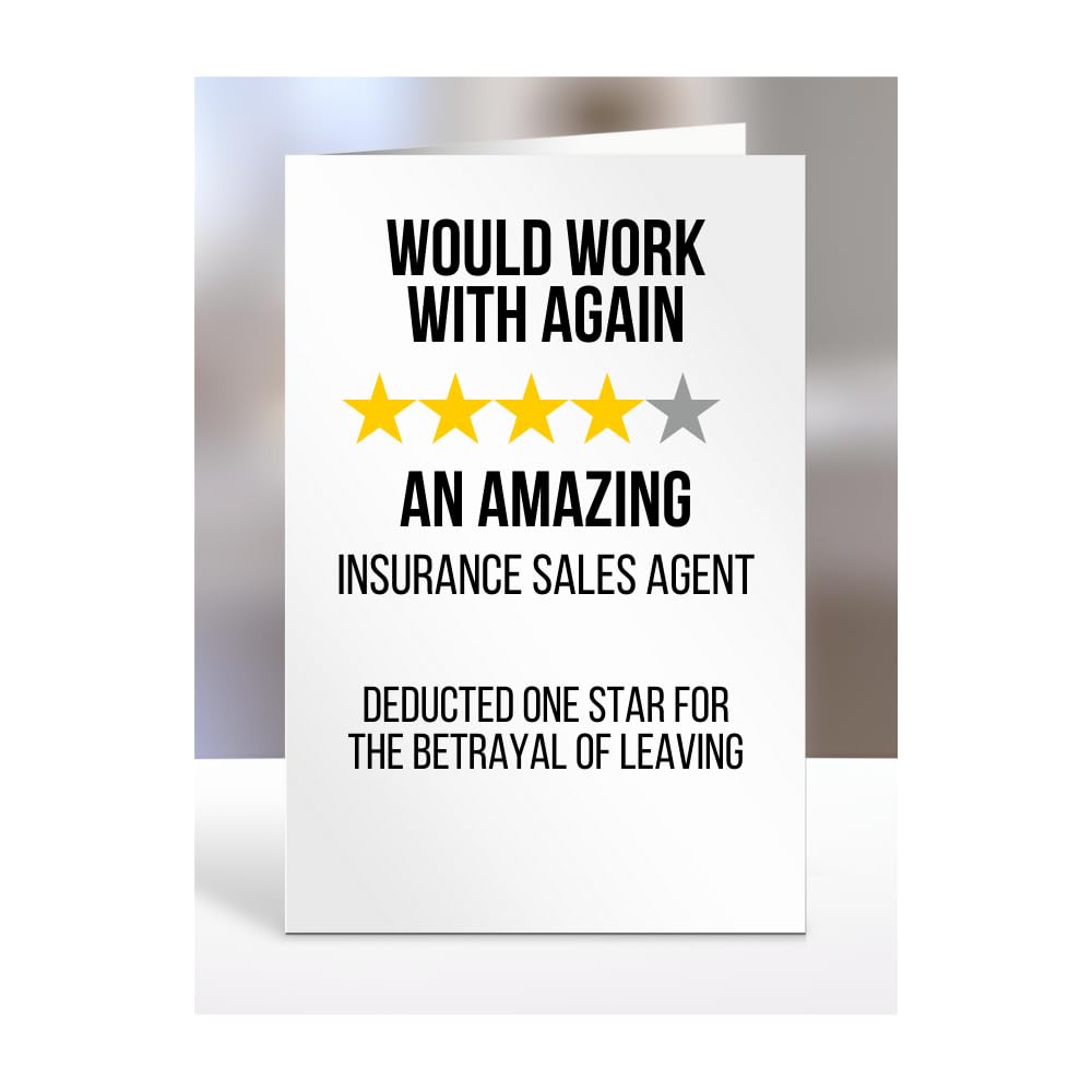Would Work with Again, Funny Leaving Card for Insurance Sales Agent, Farewell, Great Gift for Colleagues, Boss, Manager, Goodbye, Christmas, Joke, Silly, Gag, A5-223b_126 — image 1