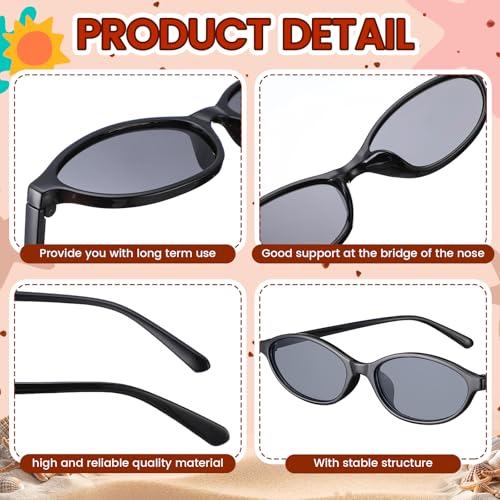 Ecally 12 Pairs Retro Oval Cat Eye Sunglasses for Women Y2k Designer Trendy 90s Vintage Narrow Shades Sunglasses Pack for Men3