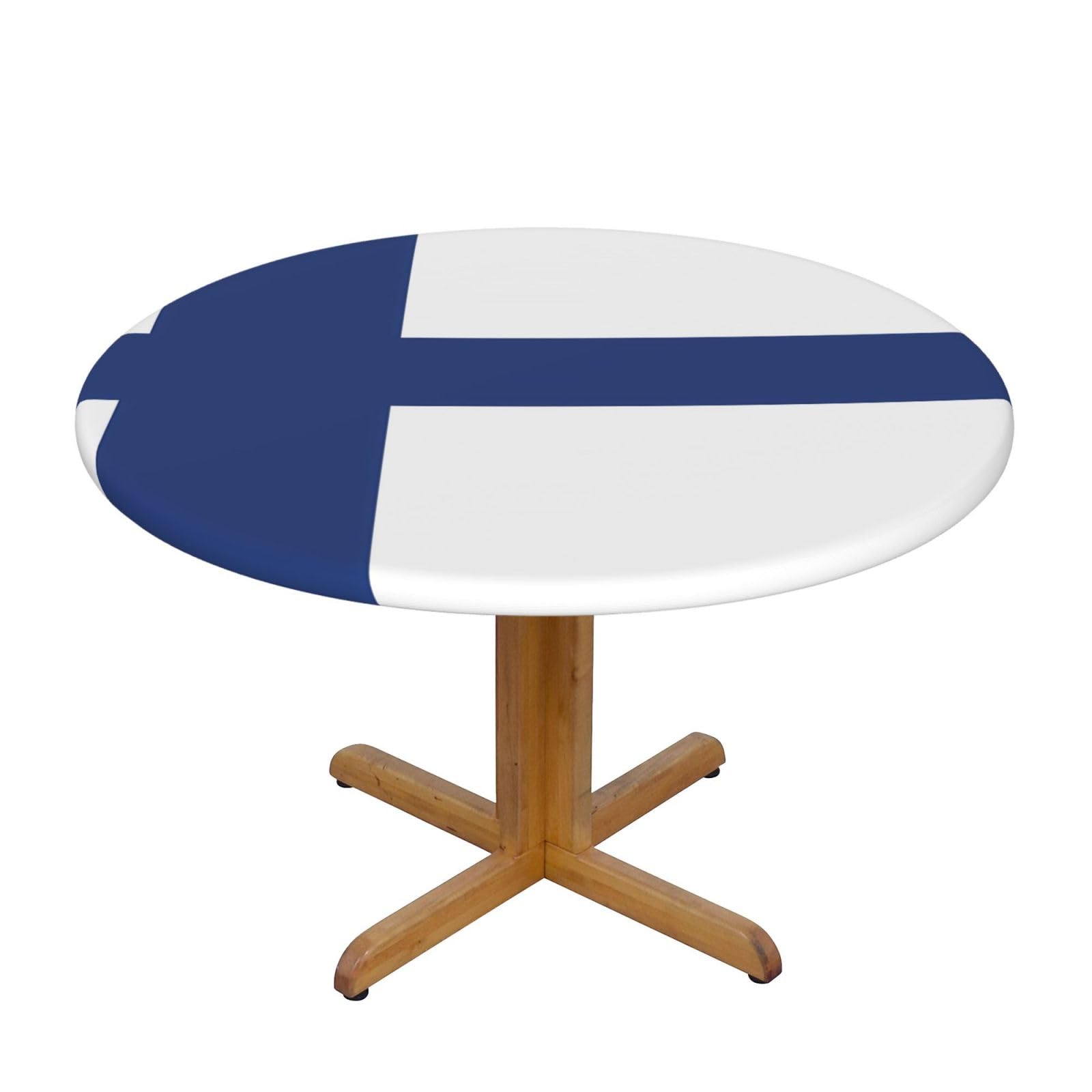 ZQYTGFDC Finnish flag M Decorative Round Tablecloth Waterproof Anti Stain Oil Proof Size for 40 50 inch