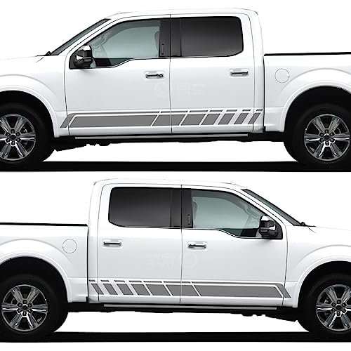 Image of ramuel Sports Racing Strip Stickers Side Skirt Vinyl Decals(2PCS,Grey