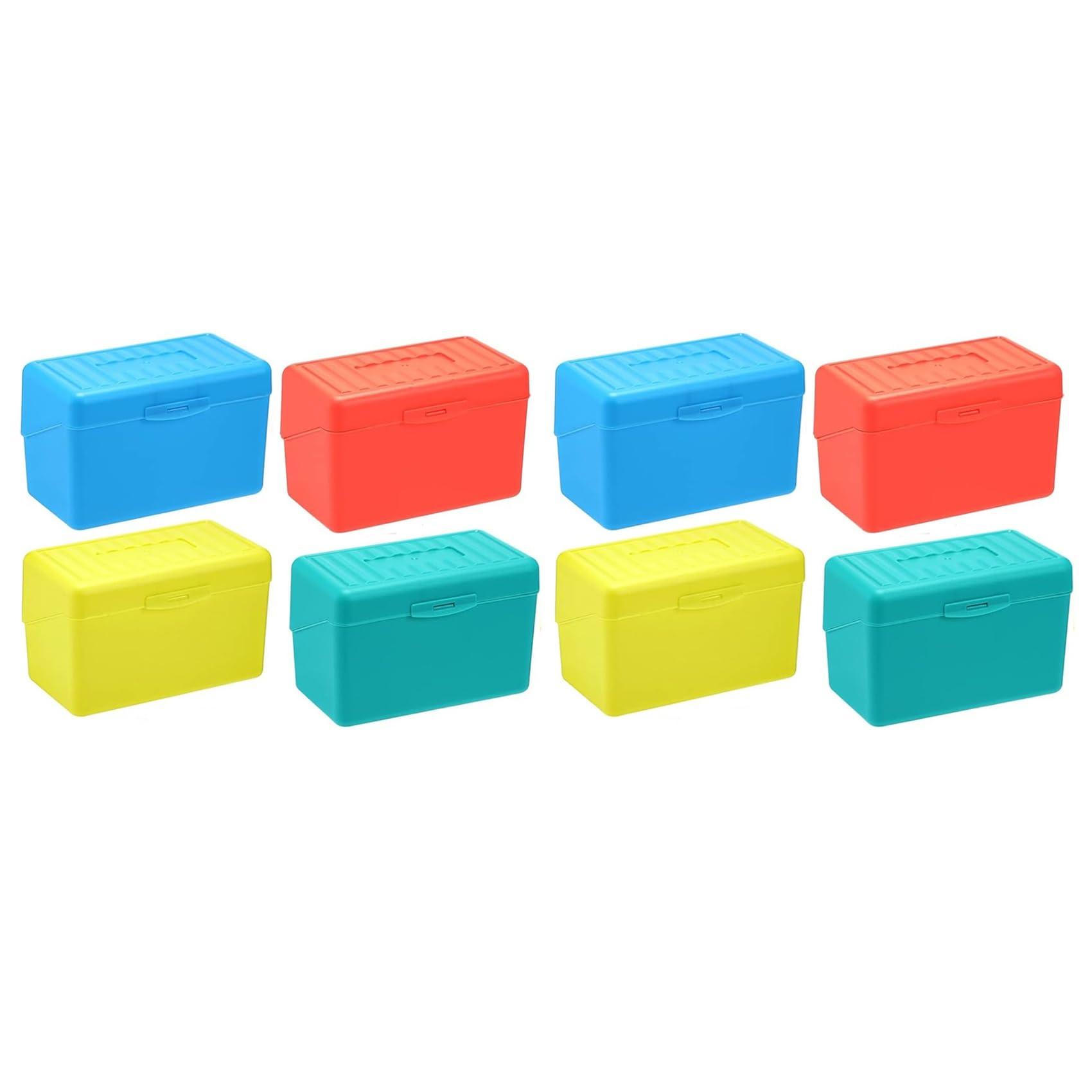 Jnchdghwa 8x Index Card Holder Box 3x5In, Flash Note Card Holder Box Organizer Case, 3x5 Index Card File Box, 4 Colors Pack