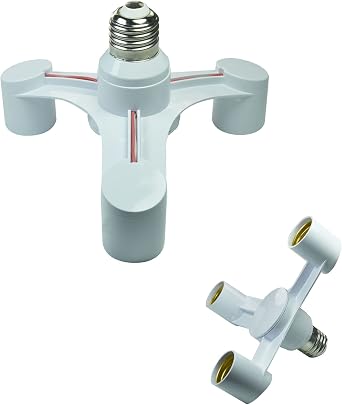 3 in 1 Light Socket Splitter, E26/E27 Light Bulb Socket Outlet Adapter, 3 Way Lamp Lighting, Multi Holder Extender for Extension Socket Lamp Holder Converter
